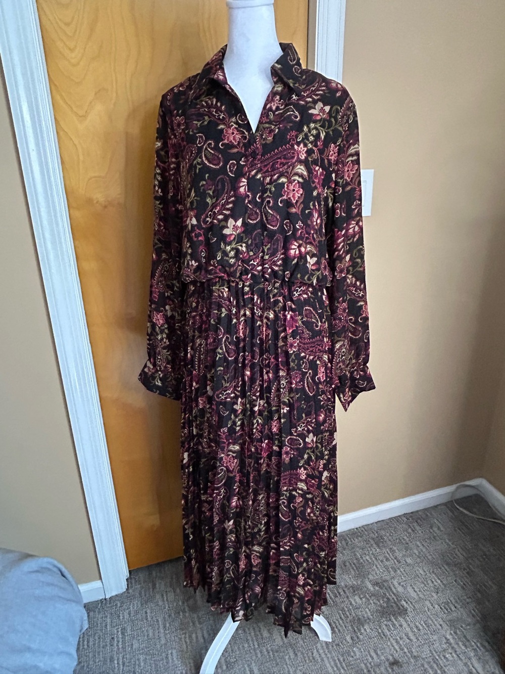 Emma & Michele Pink and Orange Long Sleeve Peplum Dress